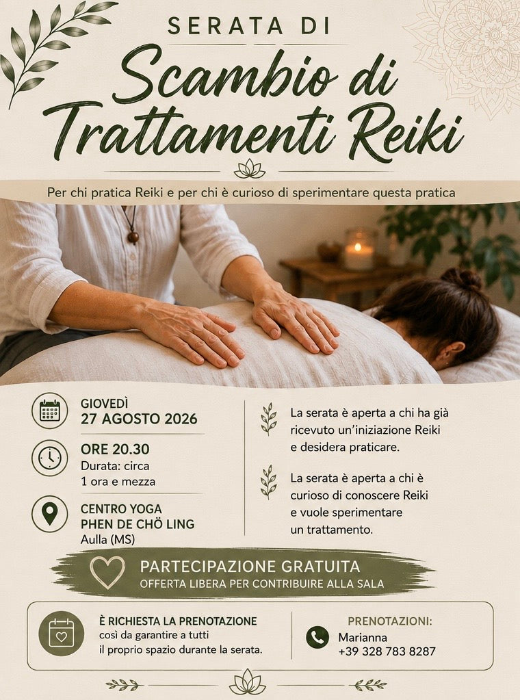 Serata di Scambio di Trattamenti Reiki – Venerdì 21 Agosto 2026 Asti