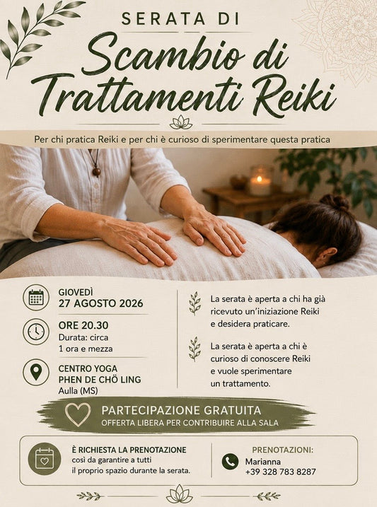 Serata di Scambio di Trattamenti Reiki – Venerdì 21 Agosto 2026 Asti